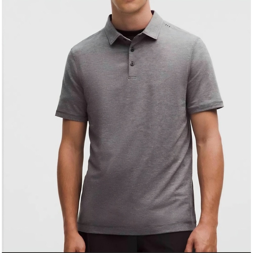 Lululemon Evolution Polo Mens L Heather Grey Golf Athleisure Stretch Shirt